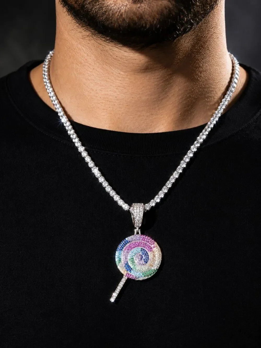 Simulated Diamond Lollipop Necklace